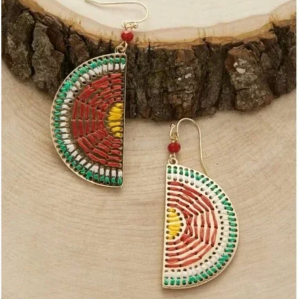 ⭐️❤️ FREE Watermelon Boho Fruit Peasant Hipster Hippie Art Drop Stitch Earrings